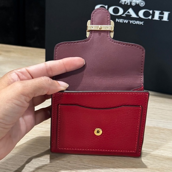 Coach Red Pebble Leather Pepper Wallet "Cute and Compact" - Picture 6 of 9